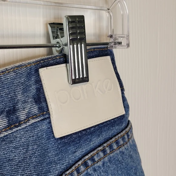 Parke Crossover Denim Shorts S Upcycled Levis Distressed - Picture 4 of 6